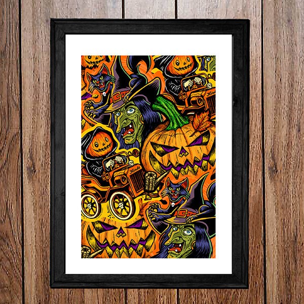 18" x 12" Vintage Halloween Art Print